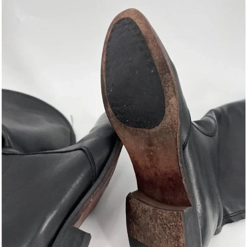 Johnston Murphy Vero Cuoio Knee High Black Leather Riding Boots Womens Size 8M